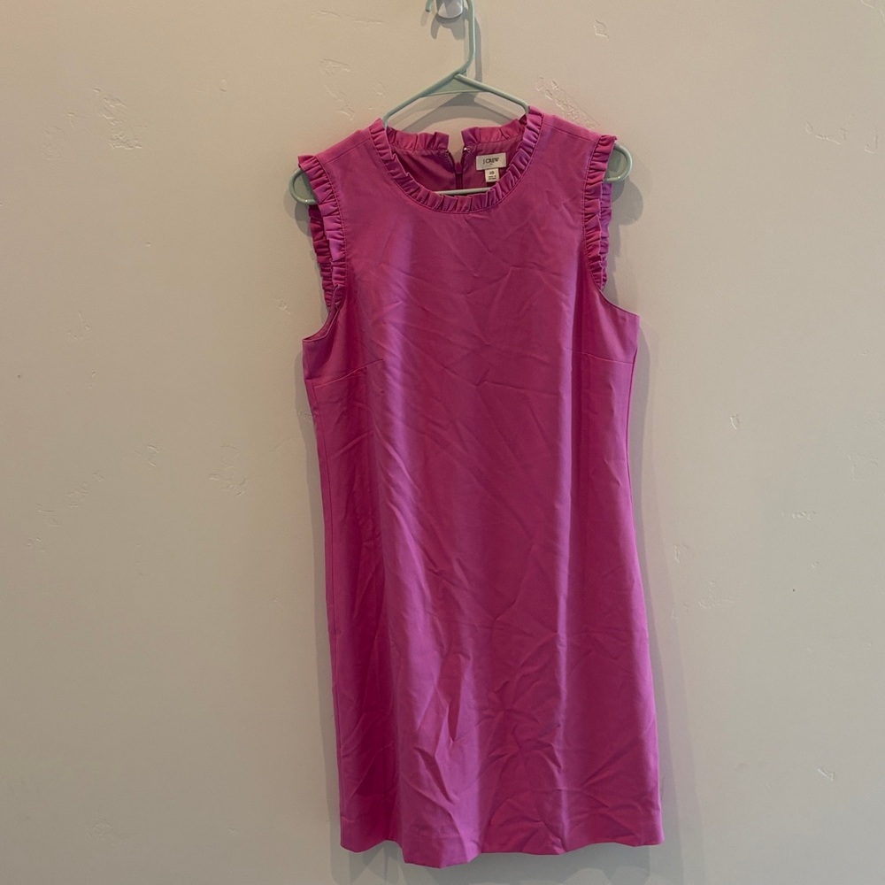 J. Crew Bright Magenta Ruffle Neck Shift Top